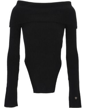 Aniye By Off-Shoulder Long-Sleeved Bodysuit - Black