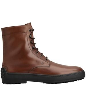 Tod's Leather Combat Boots - Brown