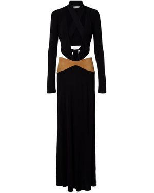 Christopher Esber Contour Cutout Suede-Trimmed Jersey Gown - Black