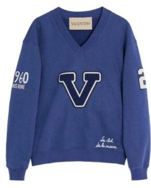 Valentino V-Neck Long Sleeved Sweatshirt - Blue