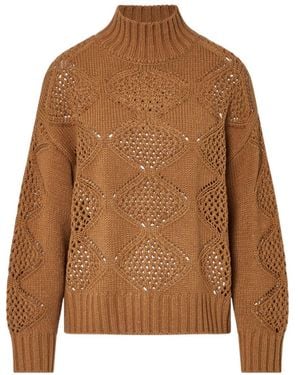 Liu Jo Turtleneck With Beads And Openwork - Brown