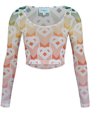 CASABLANCA Gradientgeometric Mesh Cropped Top - Multicolour