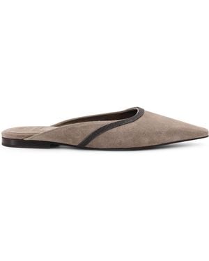 Brunello Cucinelli Monili Beaded Mules - Brown