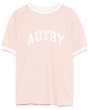 Autry Logo-Printed Crewneck T-Shirt - Pink