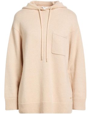 Max Mara Solid Color Hooded Knitted Sweater - Natural