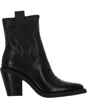 Ash Square Toe Ankle Boots - Black