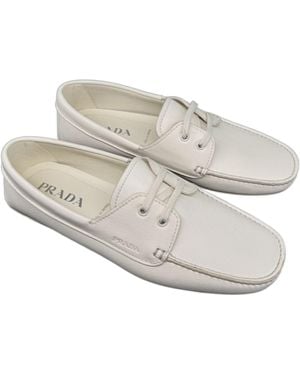 Prada Logo Lacing Business Casual Shoes - White