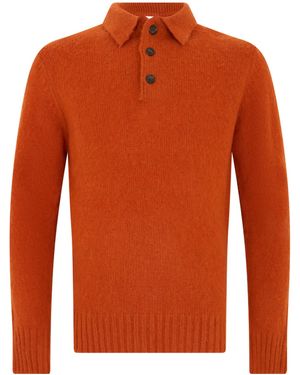 Aspesi Long-Sleeved Polo Collar Sweater - Orange