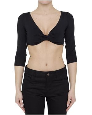 Celine Draped Crop Top - Black