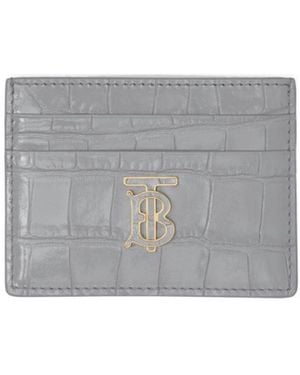 Burberry Embossed Tb-Plaque Card Case - Grey