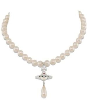 Vivienne Westwood One Row Pearl Drop Choker - White