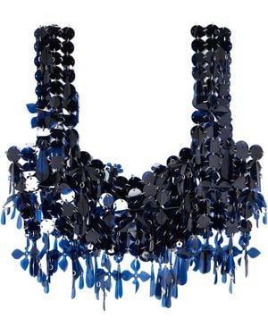 Rabanne Patchwork Cropped Sequined Top - Blue