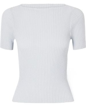 Leset Blake Metallic Ribbed-Knit T-Shirt - White