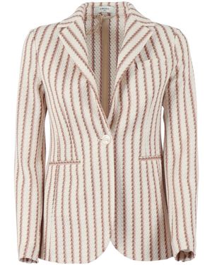 Circolo 1901 Striped Single-Breasted Blazer - Natural