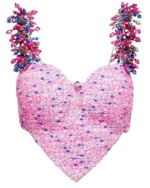 Area Heart Embellished Crop Top - Pink