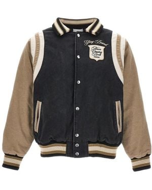 Rhude And Khaki Cotton Washed Bomber Jacket - Black
