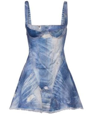 Roberto Cavalli Faded Denim Minidress - Blue