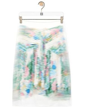 Loewe Paint Brush Effect Midi Skirt - Blue