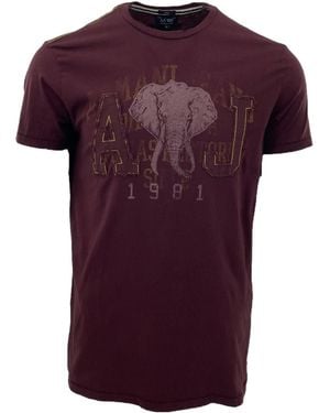 Armani Jeans Item O-Neck Short-Sleeved T-Shirt - Purple