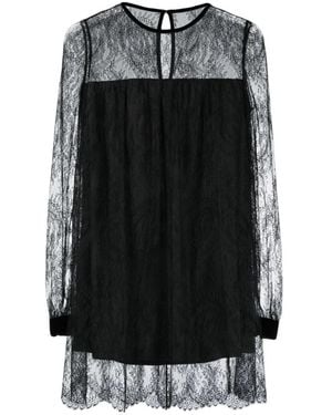 Saint Laurent Lace-Detail Layered Mini Dress - Black