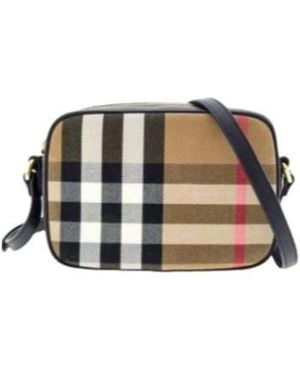 Burberry Small Check Camera Bag - White