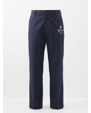 Gucci Printed Twill Trousers - Blue