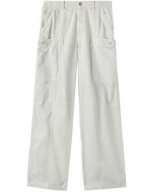 Palm Angels Wide-Leg Mid-Rise Trousers - White