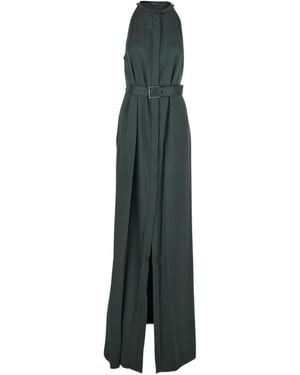 Tom Ford Sleeveless Long Dress With Halterneck And Front Belt - Green