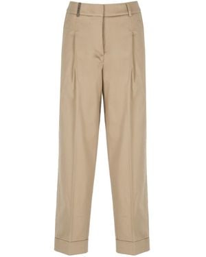 Peserico Cropped Wide Leg Pants - Natural