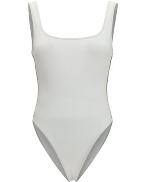 Burberry Check-Trim One-Piece Swimsuit - Gray