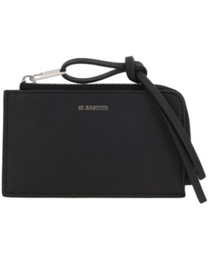 Jil Sander Logo Printed Zipped Wallet - Black