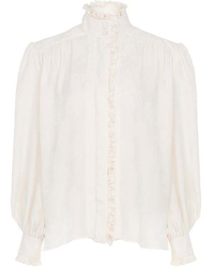 Chloé Ruffled Silk Jacquard Shirt - White