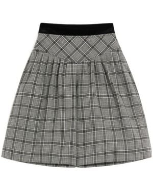 Valentino Checked Pleated Shorts - Gray