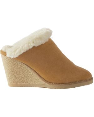Isabel Marant Shearling Wedge Mules - Brown