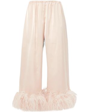 16Arlington Bigiotteriamandrake Feather-Edge Stretch Satin Wide Leg Nine-Piece Pants - Natural