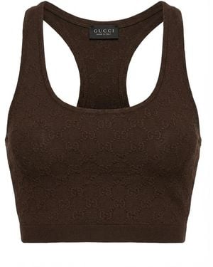 Gucci Gg Jersey Jacquard Top - Brown