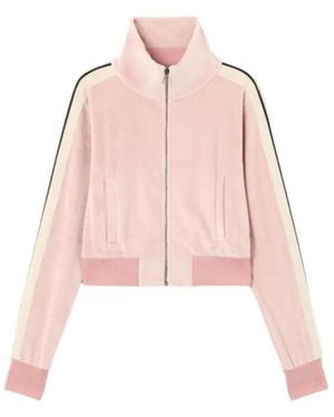Palm Angels Zip-Up Cropped Sports Jacket - Pink