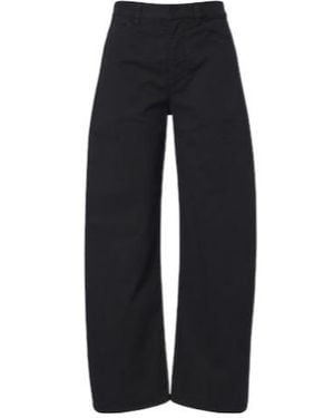 Nili Lotan Tribeca Cotton Twill Barrel-Leg Trousers - Blue