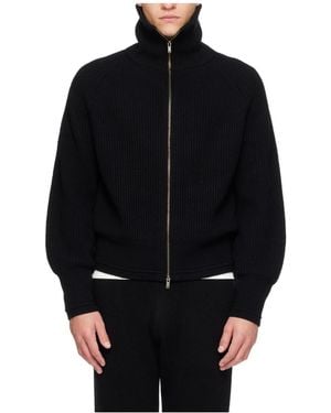 Entire studios Ribbed Zip-Up Cardigan - Black