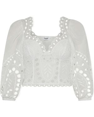 Charo Ruiz Bass Laced Balloon-Sleeve Top - White