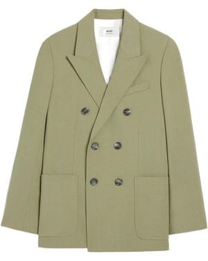 Ami Paris Ami Double-Breasted Blazer - Green
