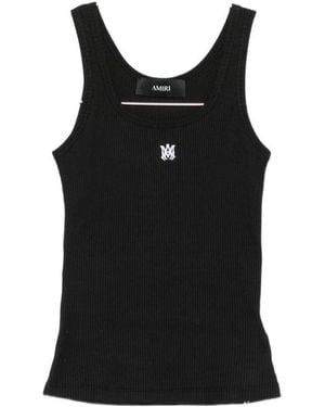 Amiri Logo-Embroidered Scoop-Neck Tank Top - Black