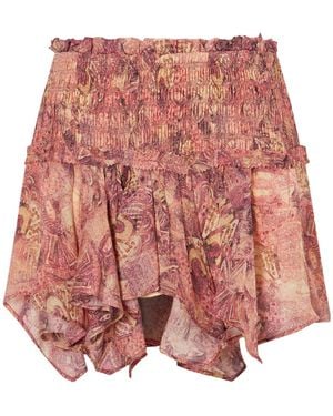 Isabel Marant Ceiva Mandala Smocked Mini Skirt - Red