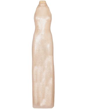 Raquel Diniz Sequin Open-Back Maxi Dress - Natural