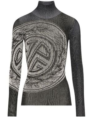 Jean Paul Gaultier Laurel Stamp Jacquard Long-Sleeves Sweater - Gray