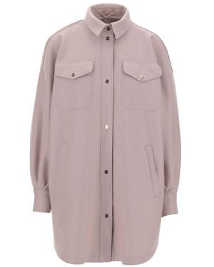 Herno Felted-Finish Buttoned Long Shirt - Multicolor