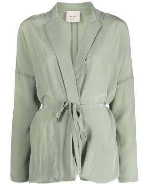 Alysi Tied-Waist Single-Breasted Silk Blazer - Green