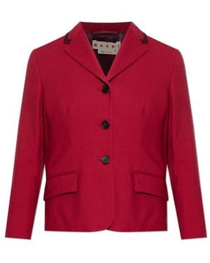 Marni Single-Breasted Cropped Blazer - Red