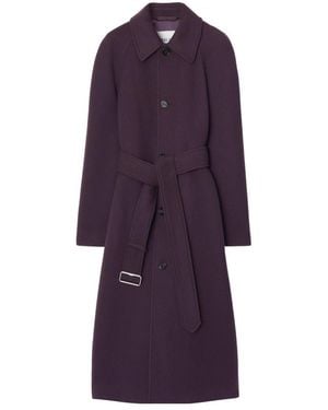 Burberry Single-Breasted Belted Wool Coat - Purple