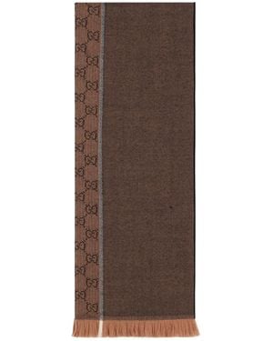 Gucci Gg Wool Jacquard Scarf - Brown